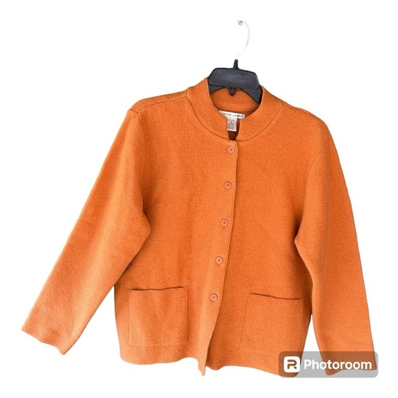 Jillian Jones Sweaters - Jillian Jones 100% Boiled Wool Lagenlook Orange Blazer Jacket Size Small